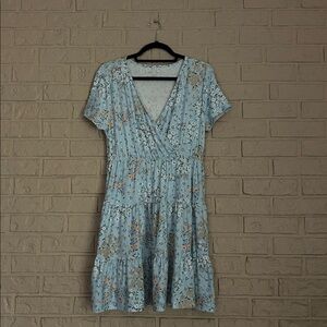 No Boundaries Floral Blue Wrap Dress